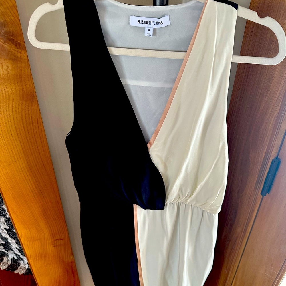 Elizabeth and James black and cream cocktail dress